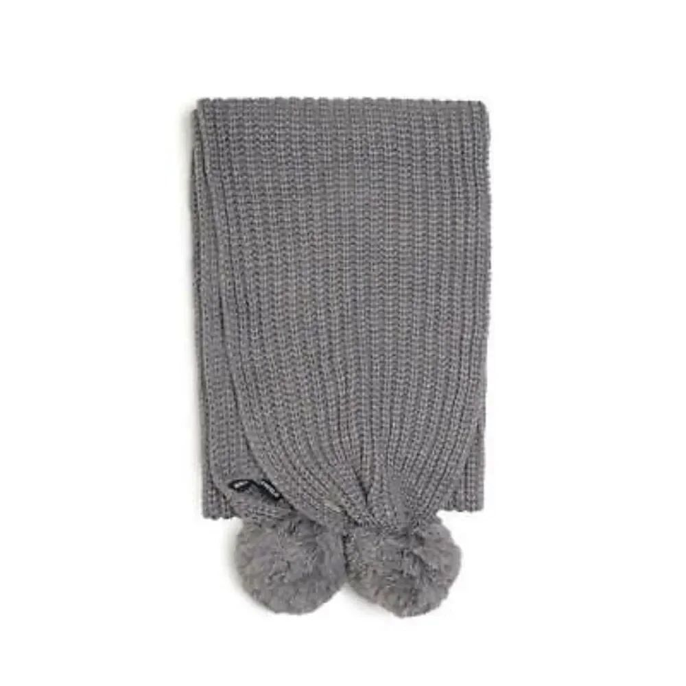 Karl Lagerfeld Paris Long Scarf Knit Double Pom Scarf Granite Grey New